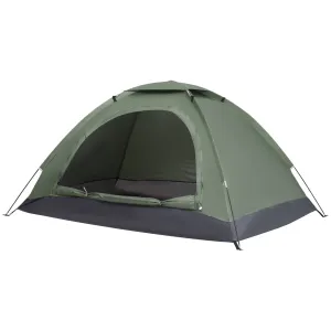 2 Person Camping Tent Camouflage Tent with Zipped Doors Storage Pocket Portable Handy Bag Dark Green
