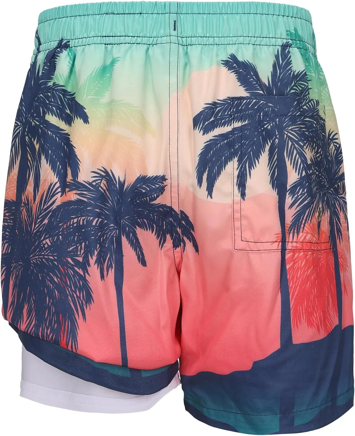 Aisyee Boys Swim Trunks with Compression Liner Swim Shorts Boys Boards Shorts with Boxer Brief Liner 7-16 Years