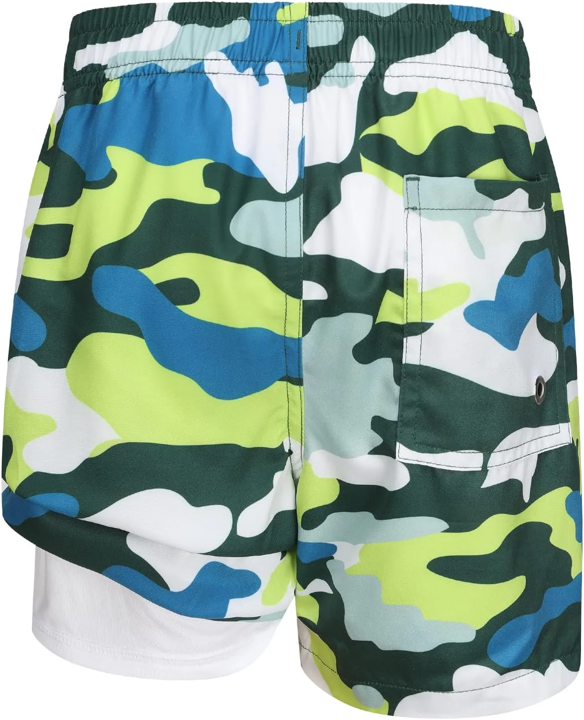 Aisyee Boys Swim Trunks with Compression Liner Swim Shorts Boys Boards Shorts with Boxer Brief Liner 7-16 Years