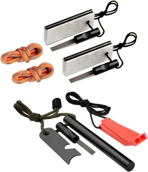 AOFAR Magnesium Fire Starter AF-374 (2-Pack) and Ferro Rod AF-376,Waterproof for Camping, Hiking