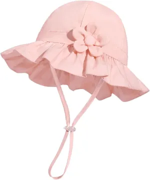 Baby Girl Wide Brim Bucket Hats with UPF 50  Outdoor Adjustable Beach Hat with Sun Hat