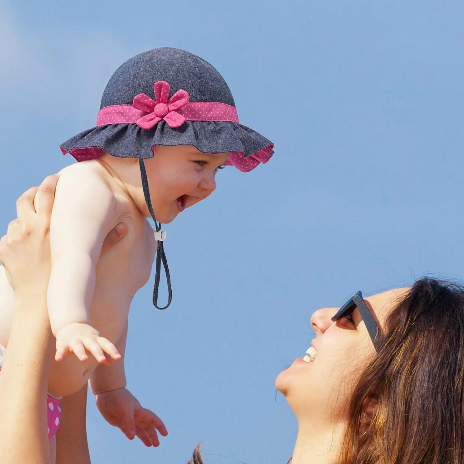 Baby Girl Wide Brim Bucket Hats with UPF 50  Outdoor Adjustable Beach Hat with Sun Hat