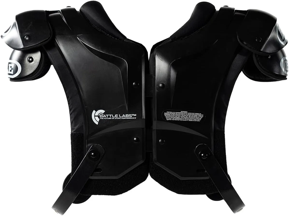 Battle Sports Defender Football Shoulder Pads with Aerospace Grade Materials, Ventilation System, Removable Sternum Protector, Foam Neck Roll