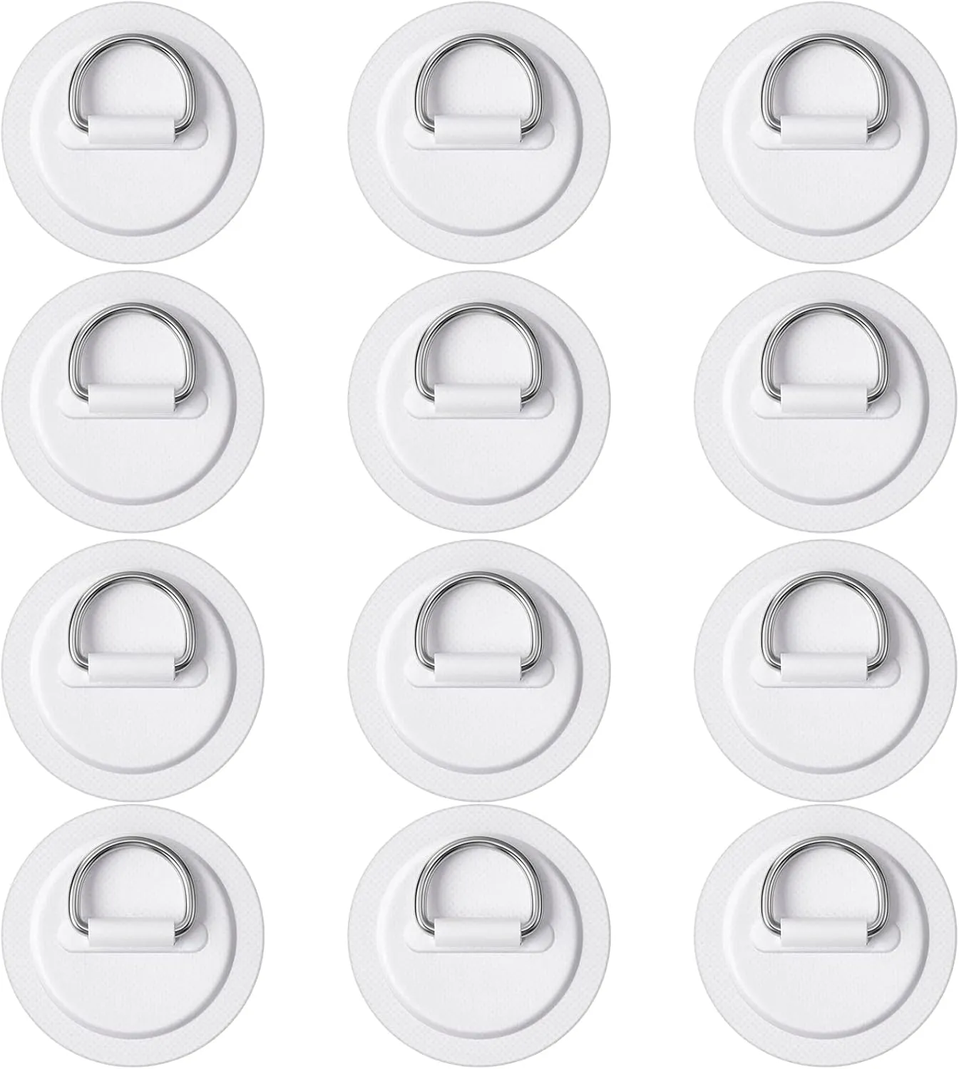 BBTO 12 Pieces Stainless Steel D-Ring Patch for PVC Inflatable Boat Circular D-Ring Pad Patch for Raft Kayak Sup Dinghy Deck Surfboard PVC Paddle Board Accessories No Glue Included