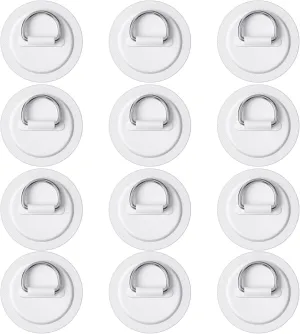 BBTO 12 Pieces Stainless Steel D-Ring Patch for PVC Inflatable Boat Circular D-Ring Pad Patch for Raft Kayak Sup Dinghy Deck Surfboard PVC Paddle Board Accessories No Glue Included