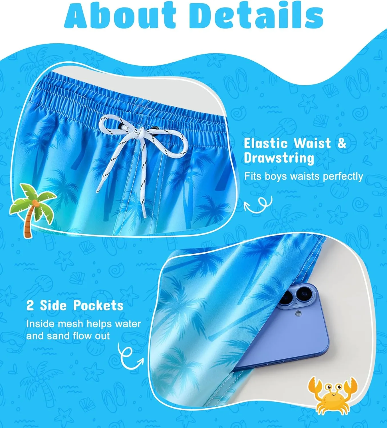 Boys Swim Trunks with Compression Liner Boys Quick Dry 2 in 1 Swim Shorts Summer Beach Shorts
