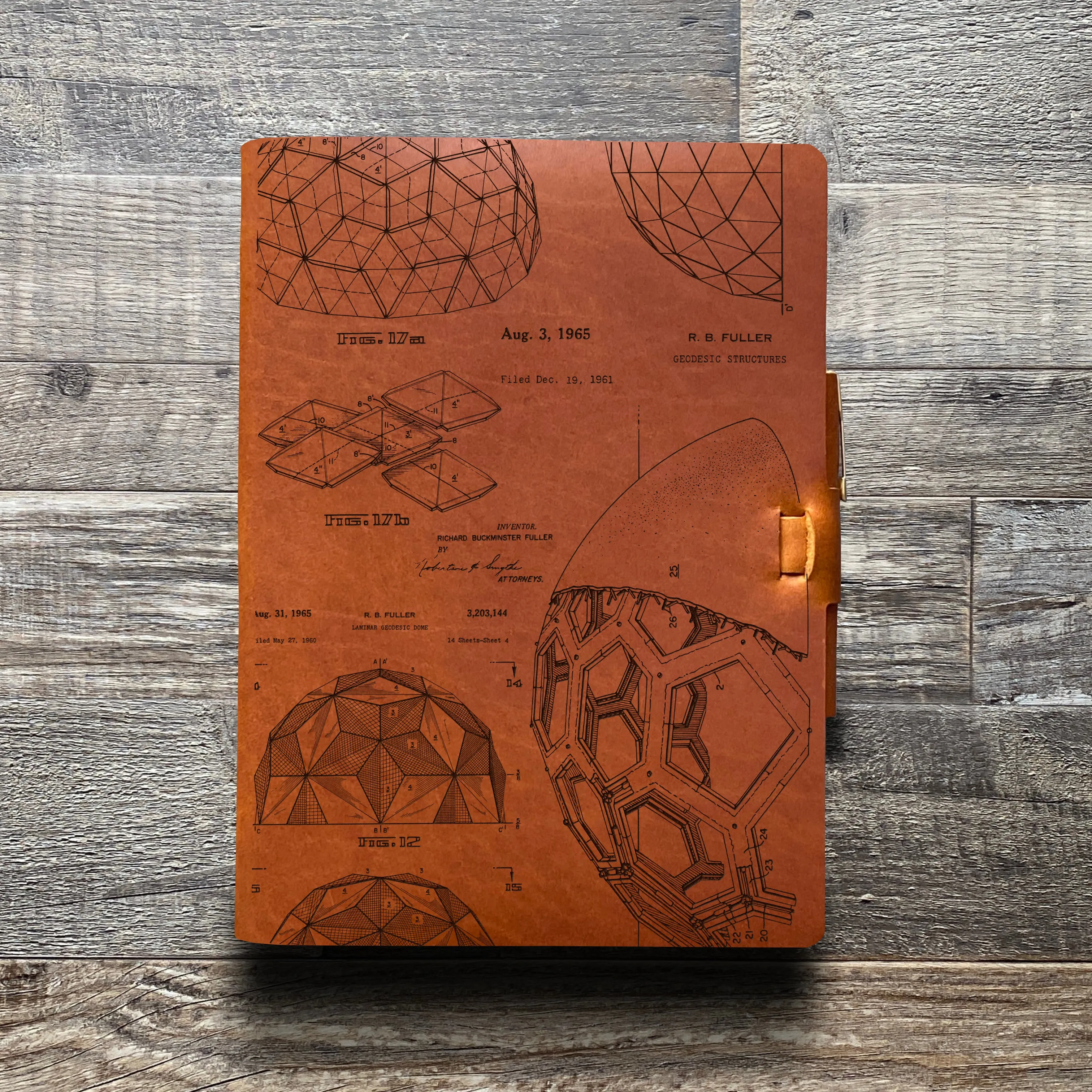 Bucky Ball - Geodesic - Pre-Engraved - Refillable Leather Journals