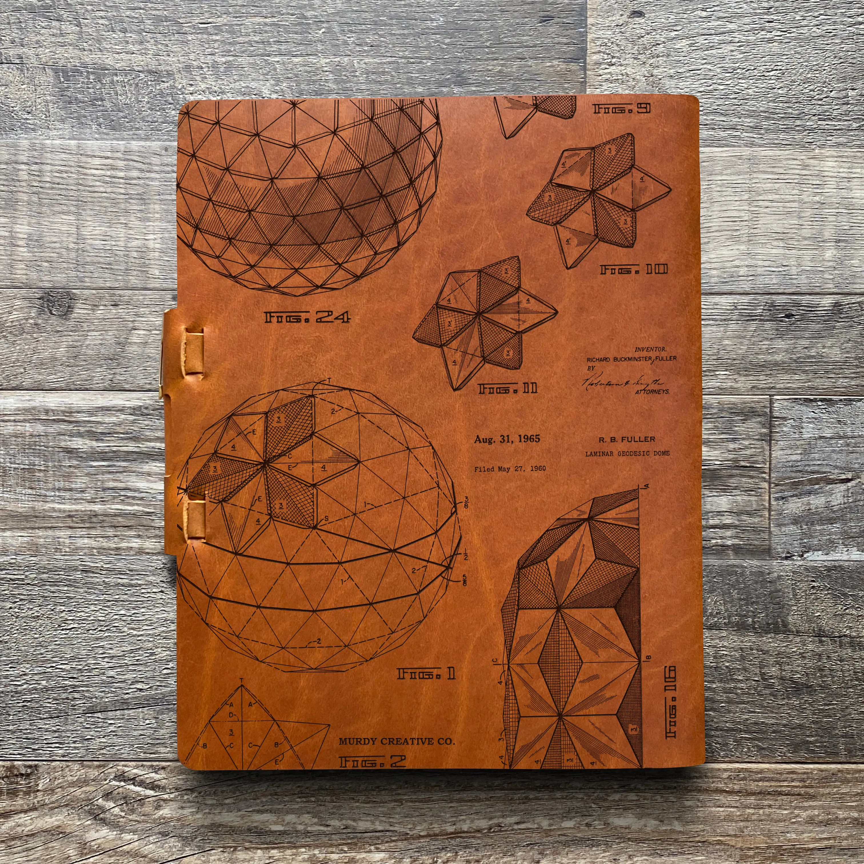 Bucky Ball - Geodesic - Pre-Engraved - Refillable Leather Journals