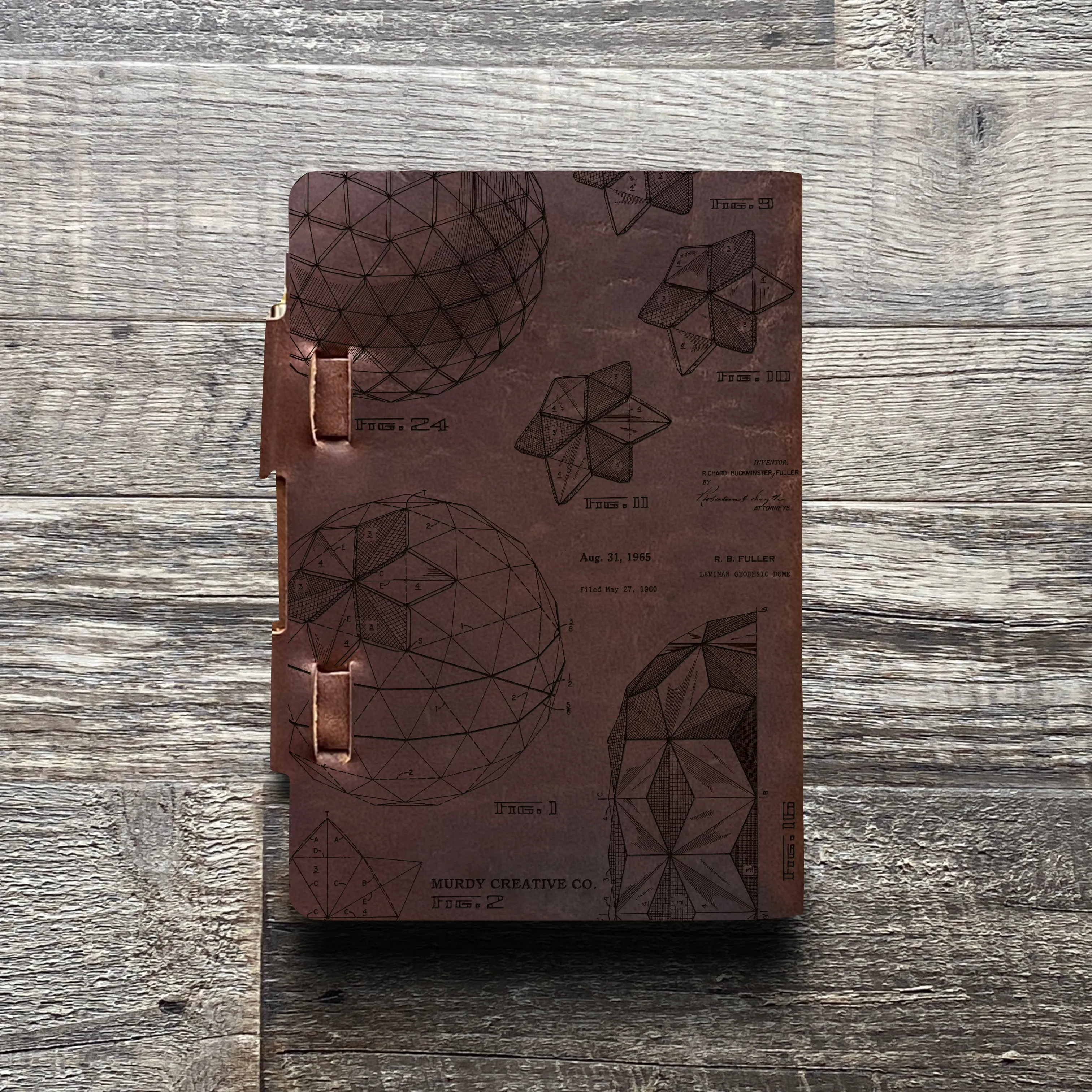 Bucky Ball - Geodesic - Pre-Engraved - Refillable Leather Journals