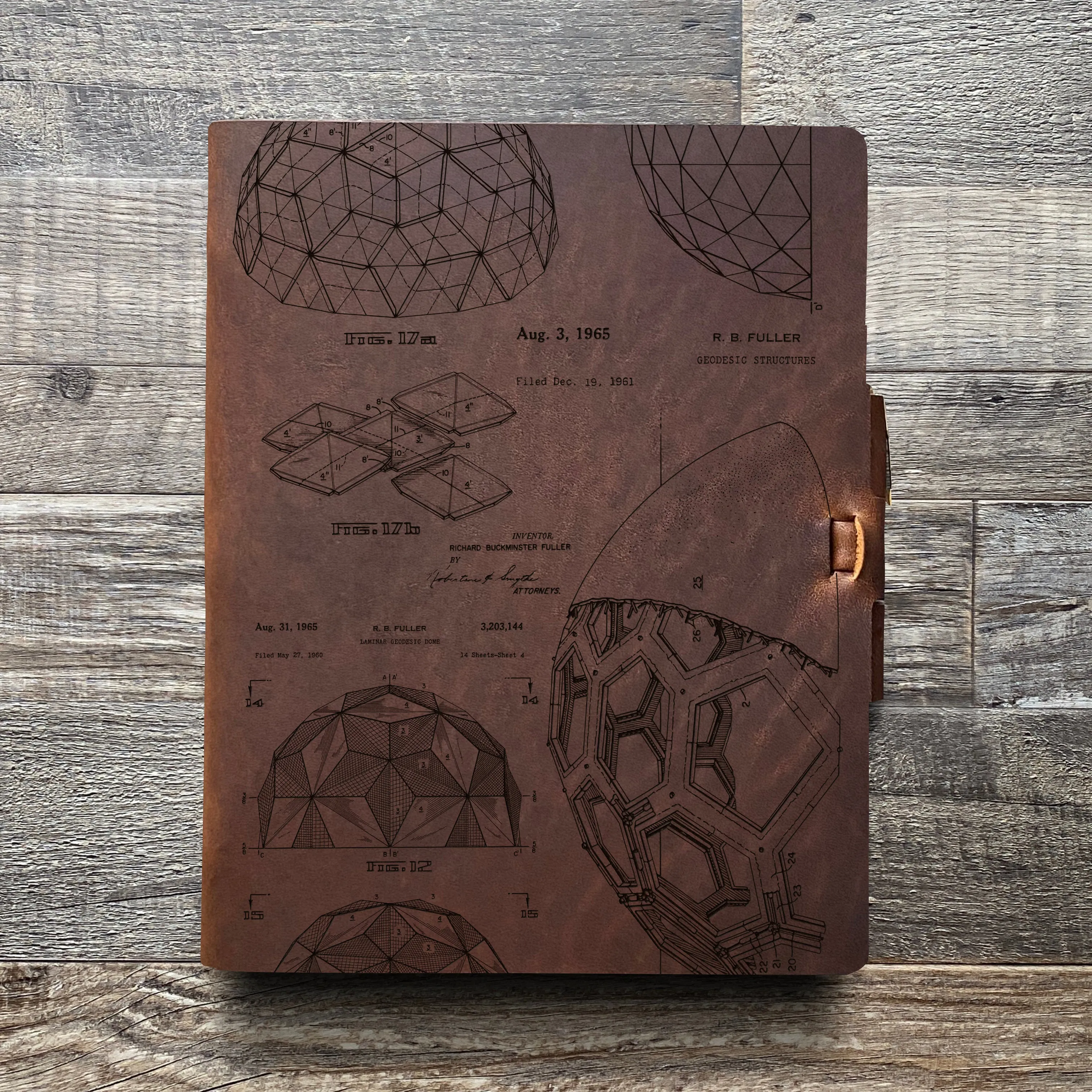 Bucky Ball - Geodesic - Pre-Engraved - Refillable Leather Journals