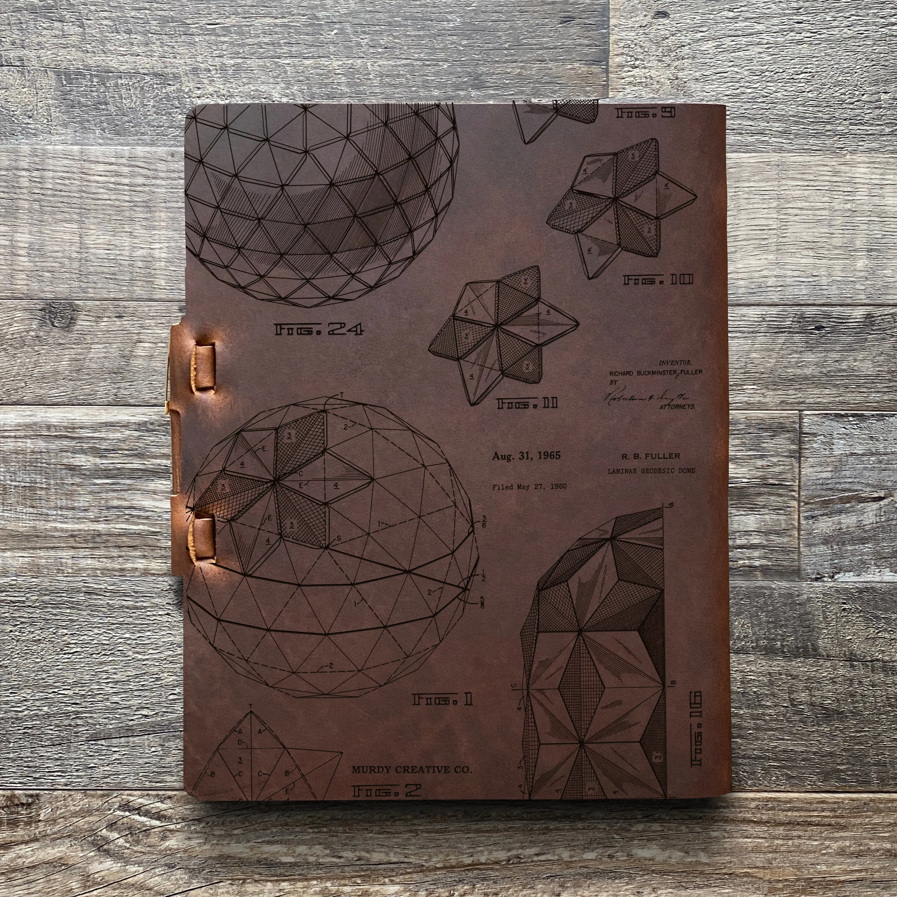 Bucky Ball - Geodesic - Pre-Engraved - Refillable Leather Journals