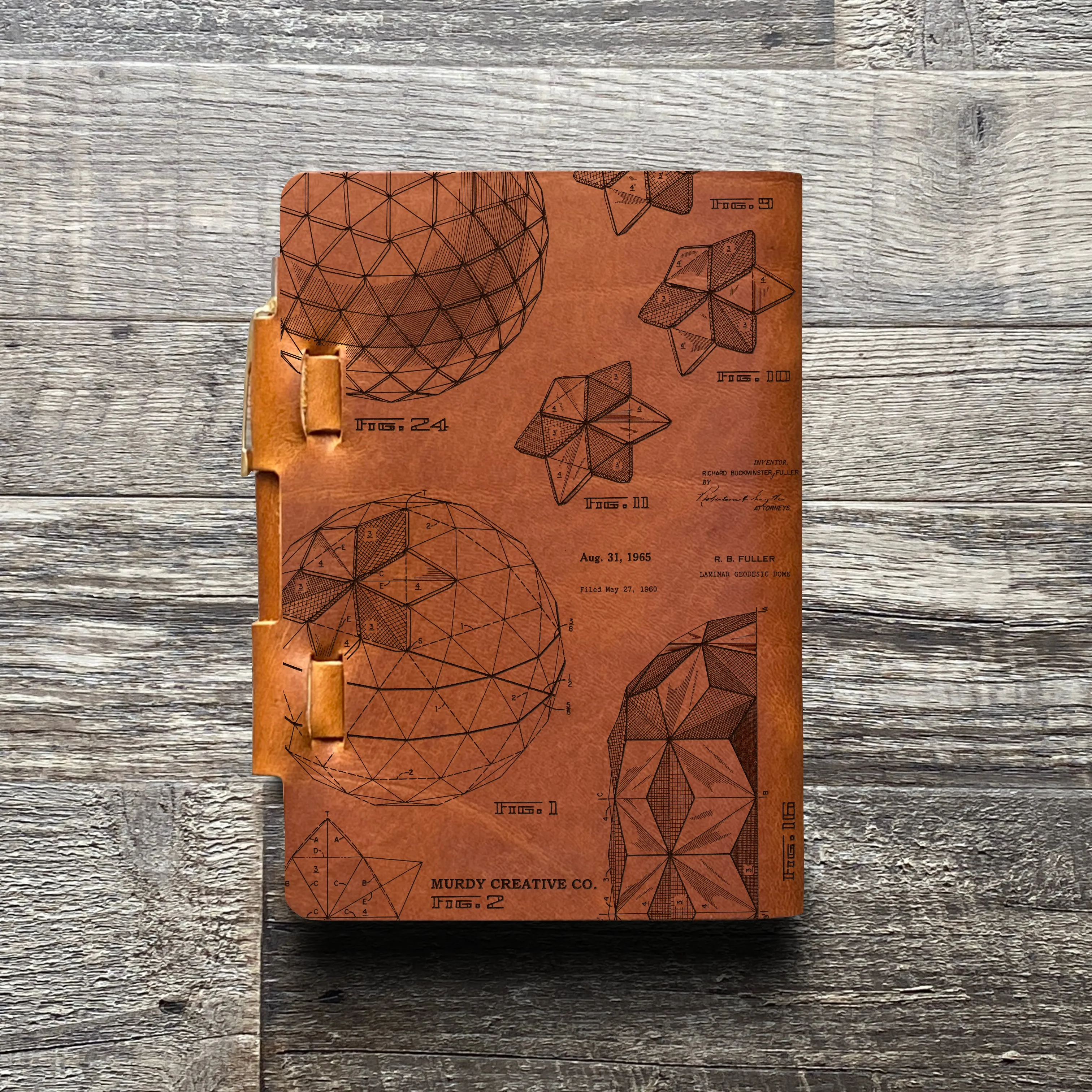 Bucky Ball - Geodesic - Pre-Engraved - Refillable Leather Journals