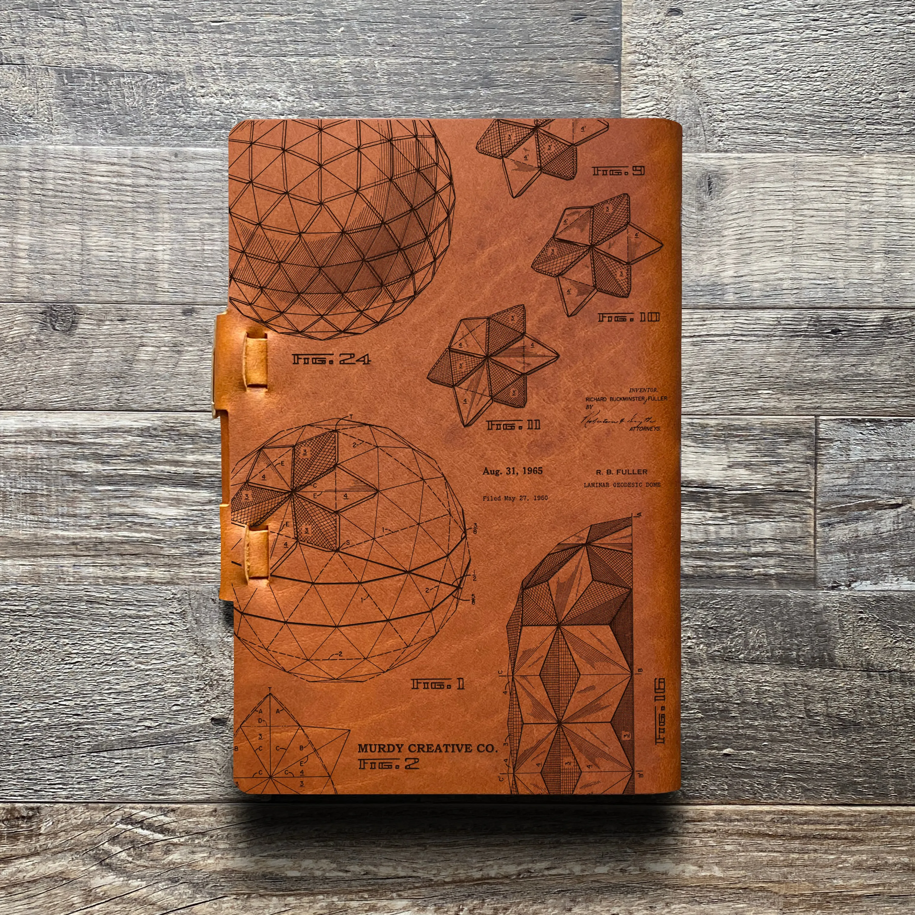 Bucky Ball - Geodesic - Pre-Engraved - Refillable Leather Journals
