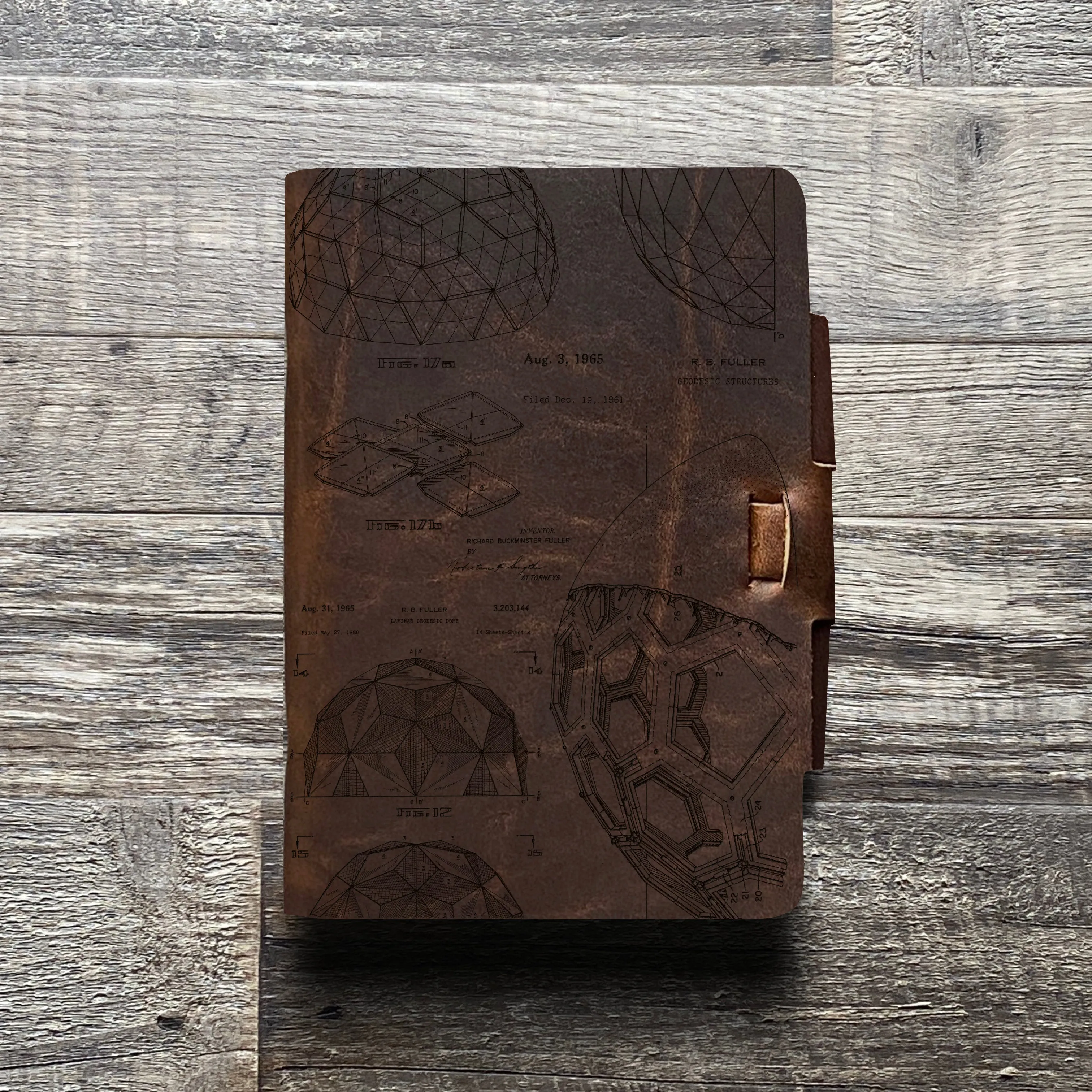 Bucky Ball - Geodesic - Pre-Engraved - Refillable Leather Journals