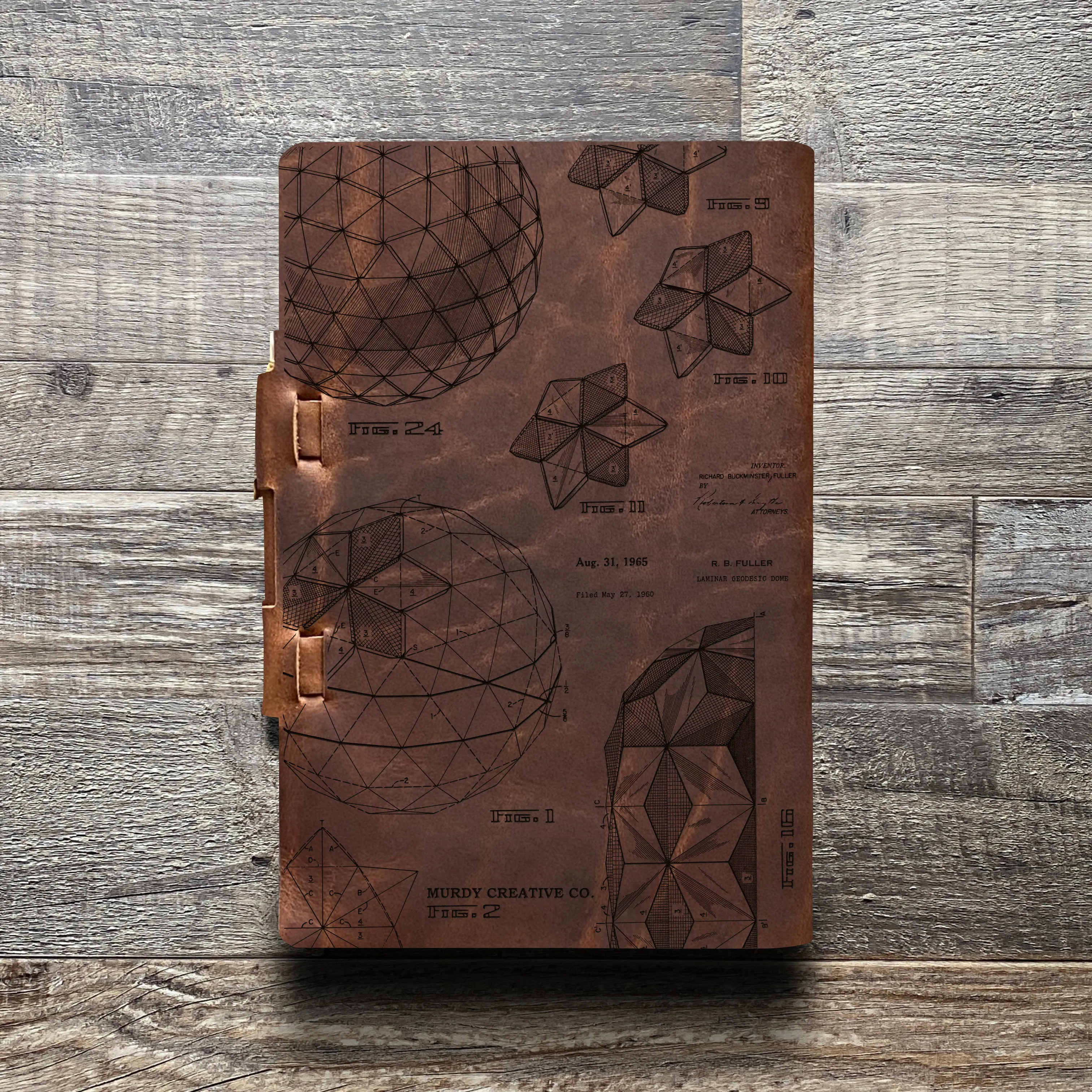 Bucky Ball - Geodesic - Pre-Engraved - Refillable Leather Journals