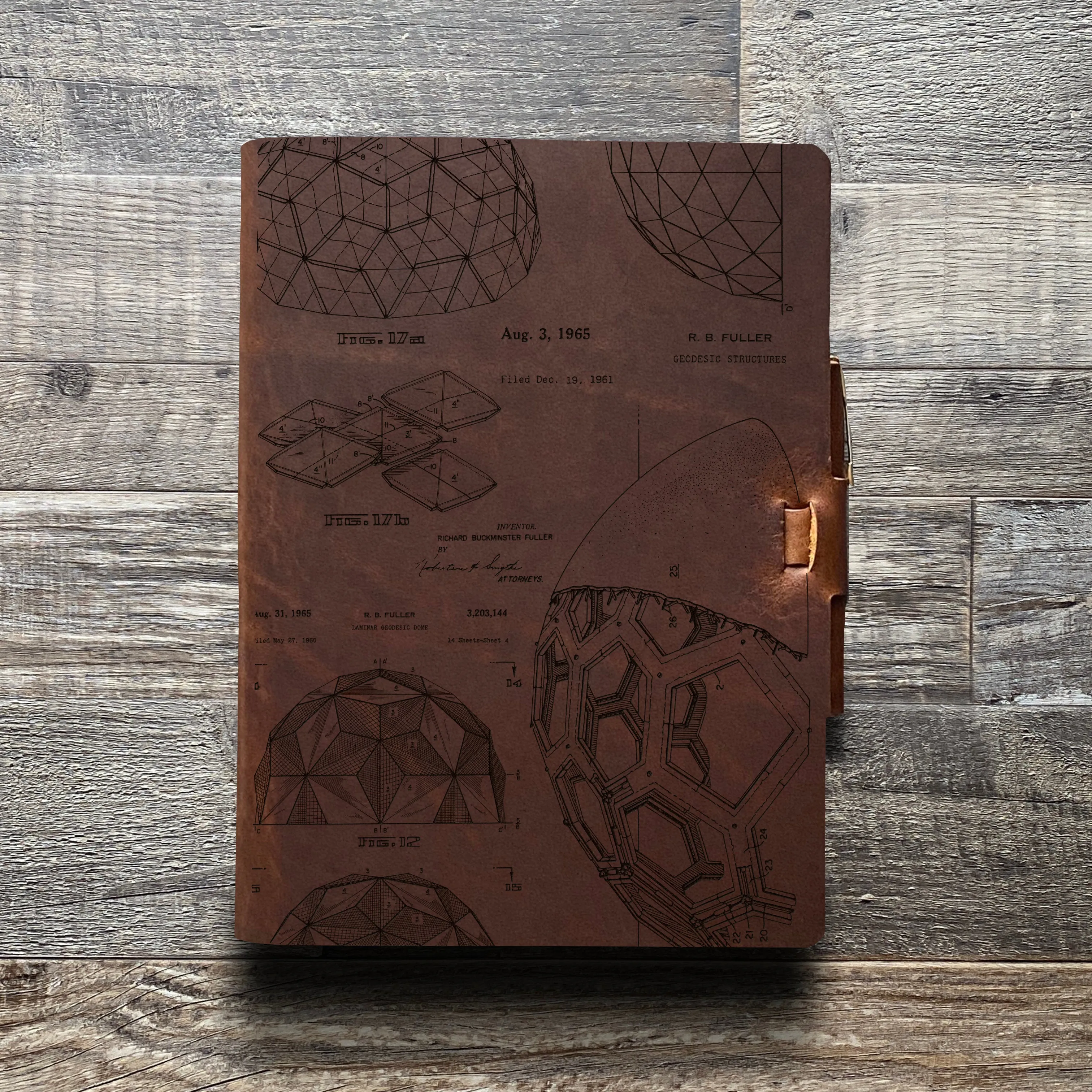 Bucky Ball - Geodesic - Pre-Engraved - Refillable Leather Journals