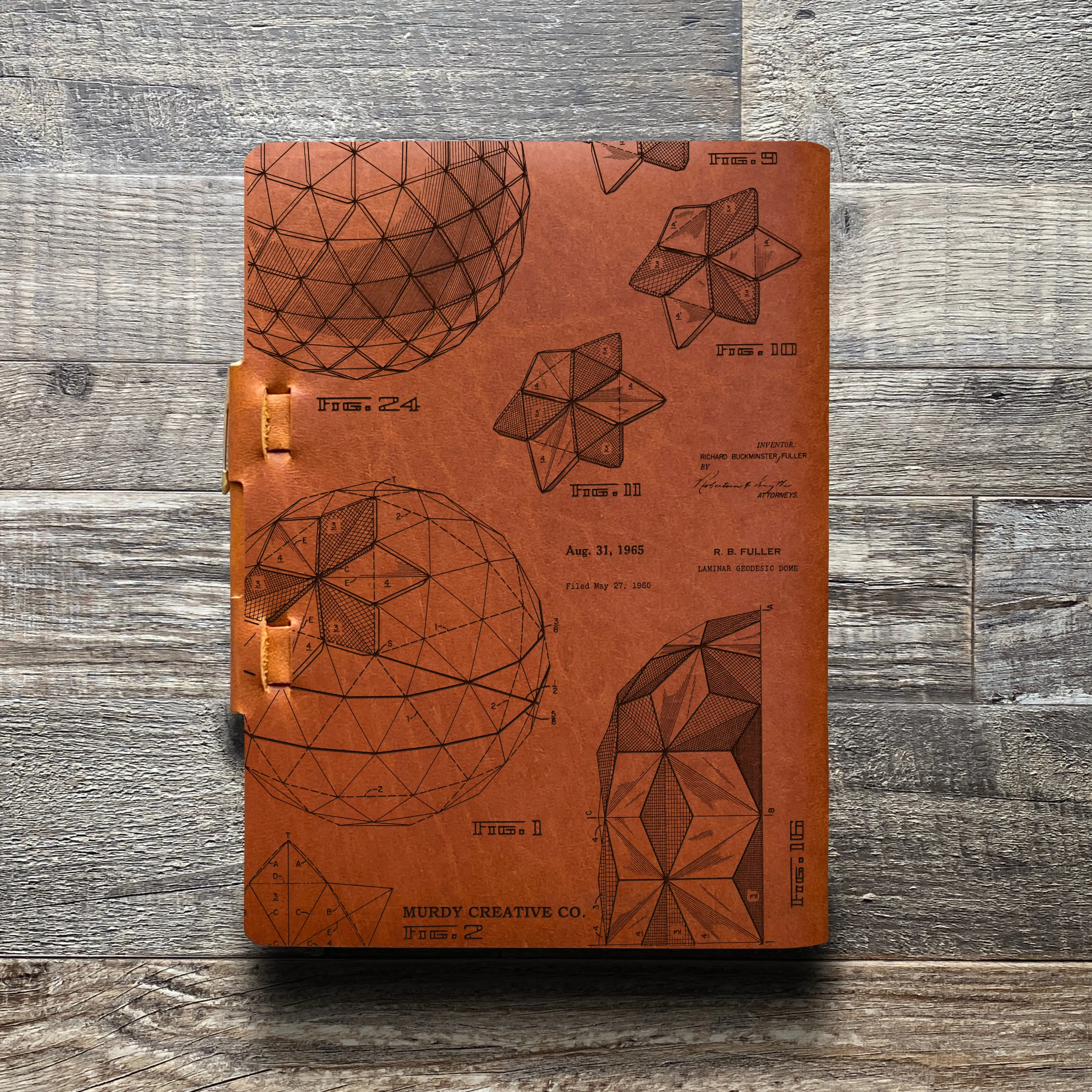 Bucky Ball - Geodesic - Pre-Engraved - Refillable Leather Journals