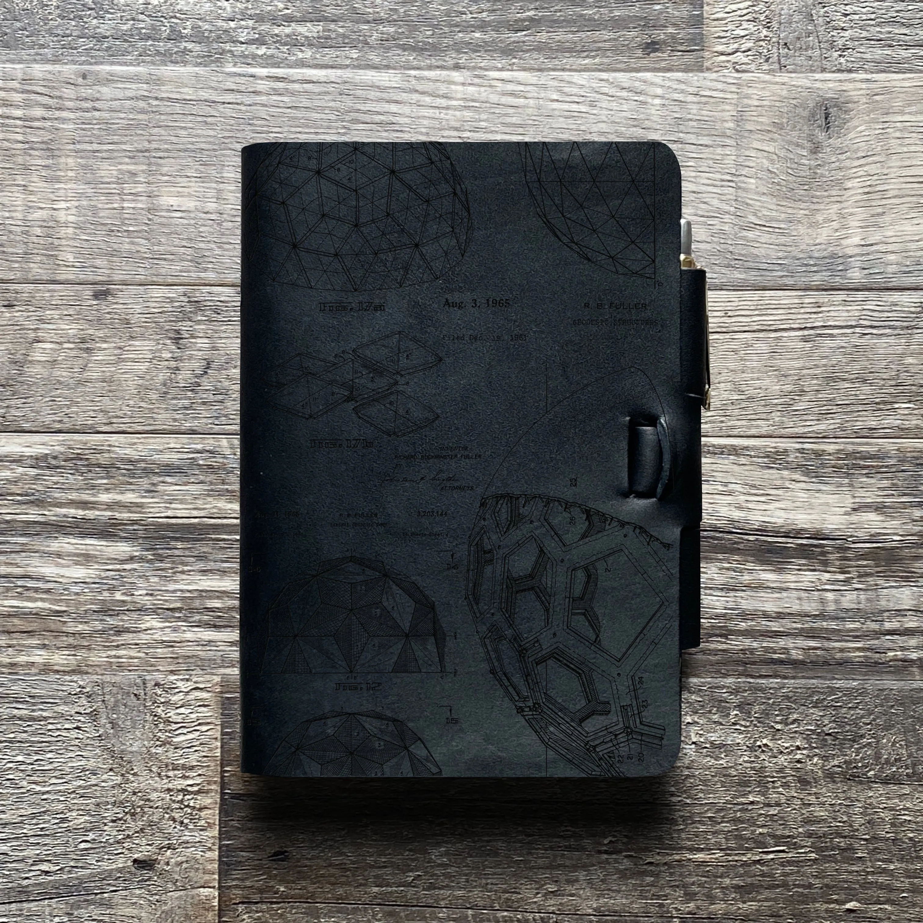 Bucky Ball - Geodesic - Pre-Engraved - Refillable Leather Journals