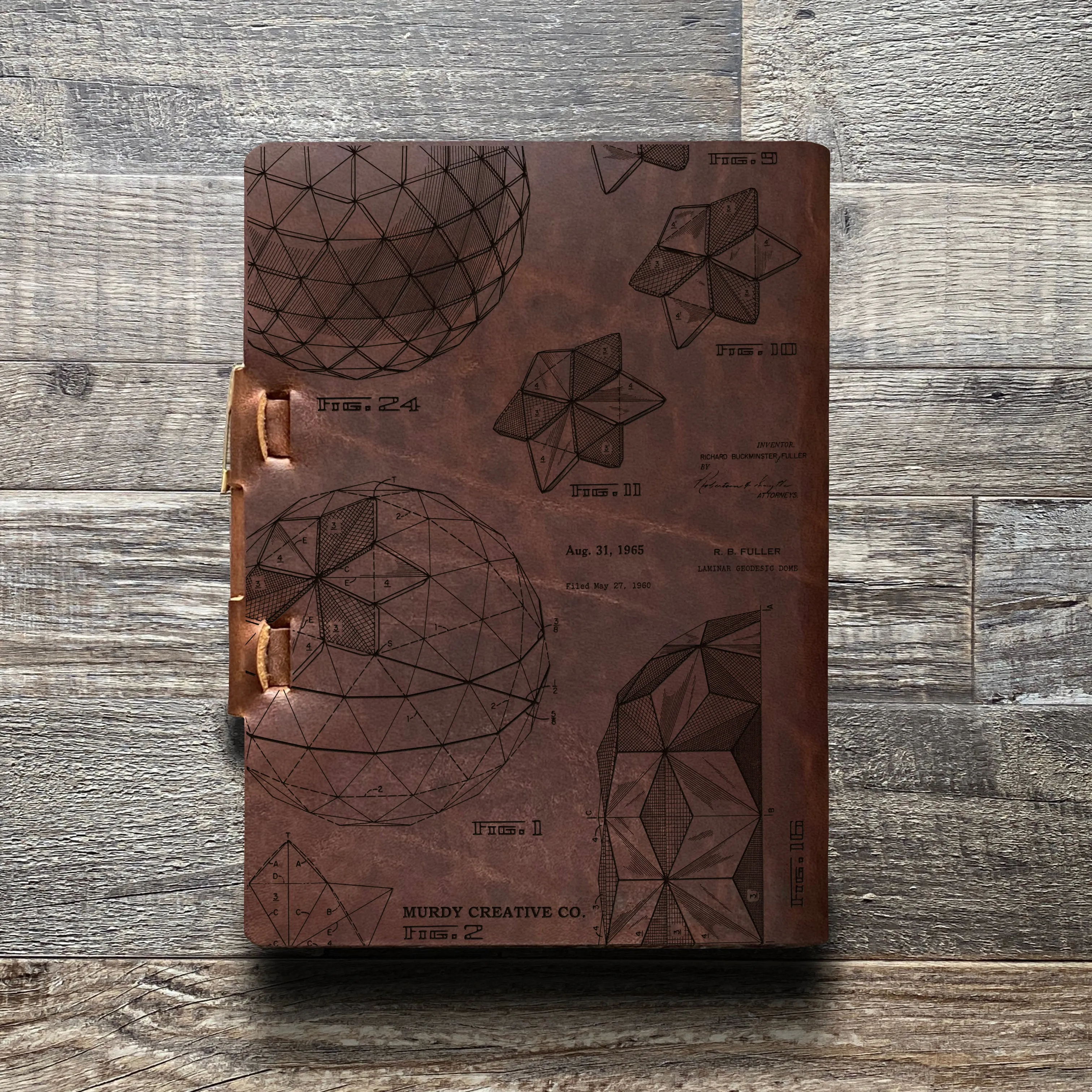 Bucky Ball - Geodesic - Pre-Engraved - Refillable Leather Journals