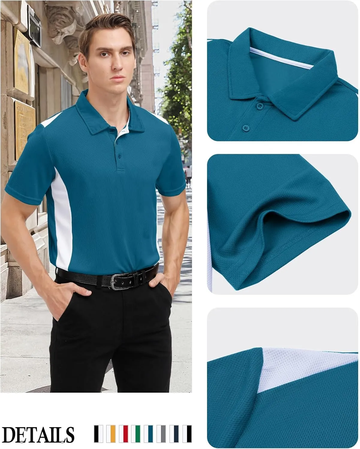 Corna Men's Big and Tall Golf Polo Shirts Moisture Wicking Performance Dry Fit Collared Shirts for Men L-6XL