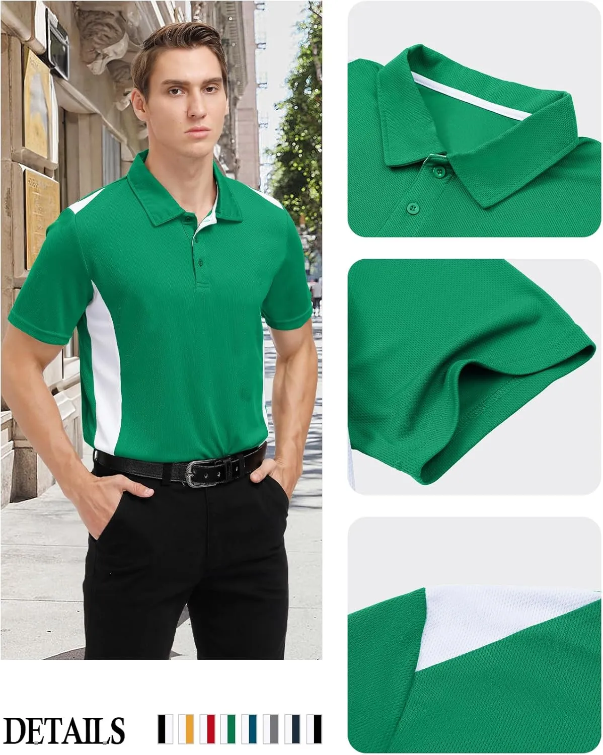 Corna Men's Big and Tall Golf Polo Shirts Moisture Wicking Performance Dry Fit Collared Shirts for Men L-6XL
