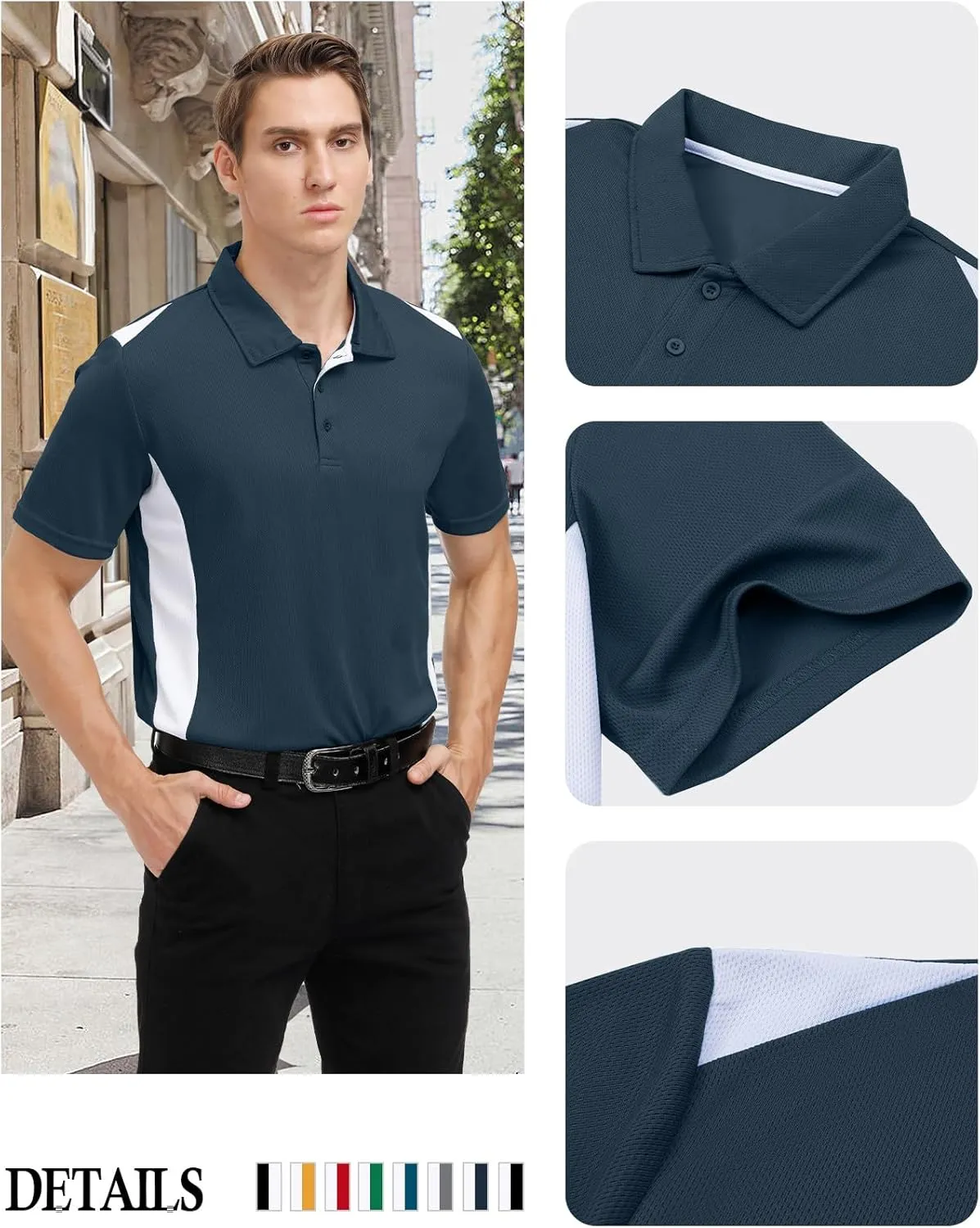 Corna Men's Big and Tall Golf Polo Shirts Moisture Wicking Performance Dry Fit Collared Shirts for Men L-6XL