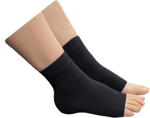Extra Wide Ankle Big Feet 20-30 mmHg Compression Swelling Foot Pain Circulation Plus Size Sock Open Toe Sleeve (Black, Wide Ankle 4XL)