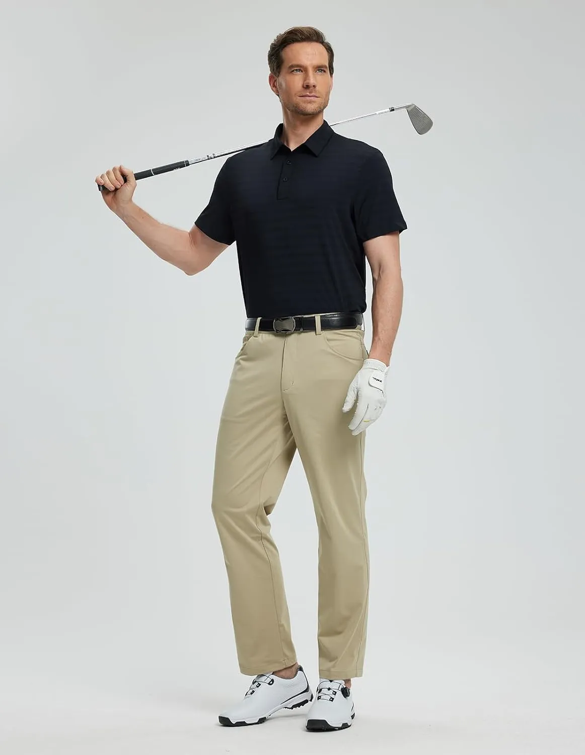 fit space Mens Performance Golf Polo, Cooling Tennis Shirts, Seamless Stretch, Quick-Dry Short Sleeve with IceSilk Tech