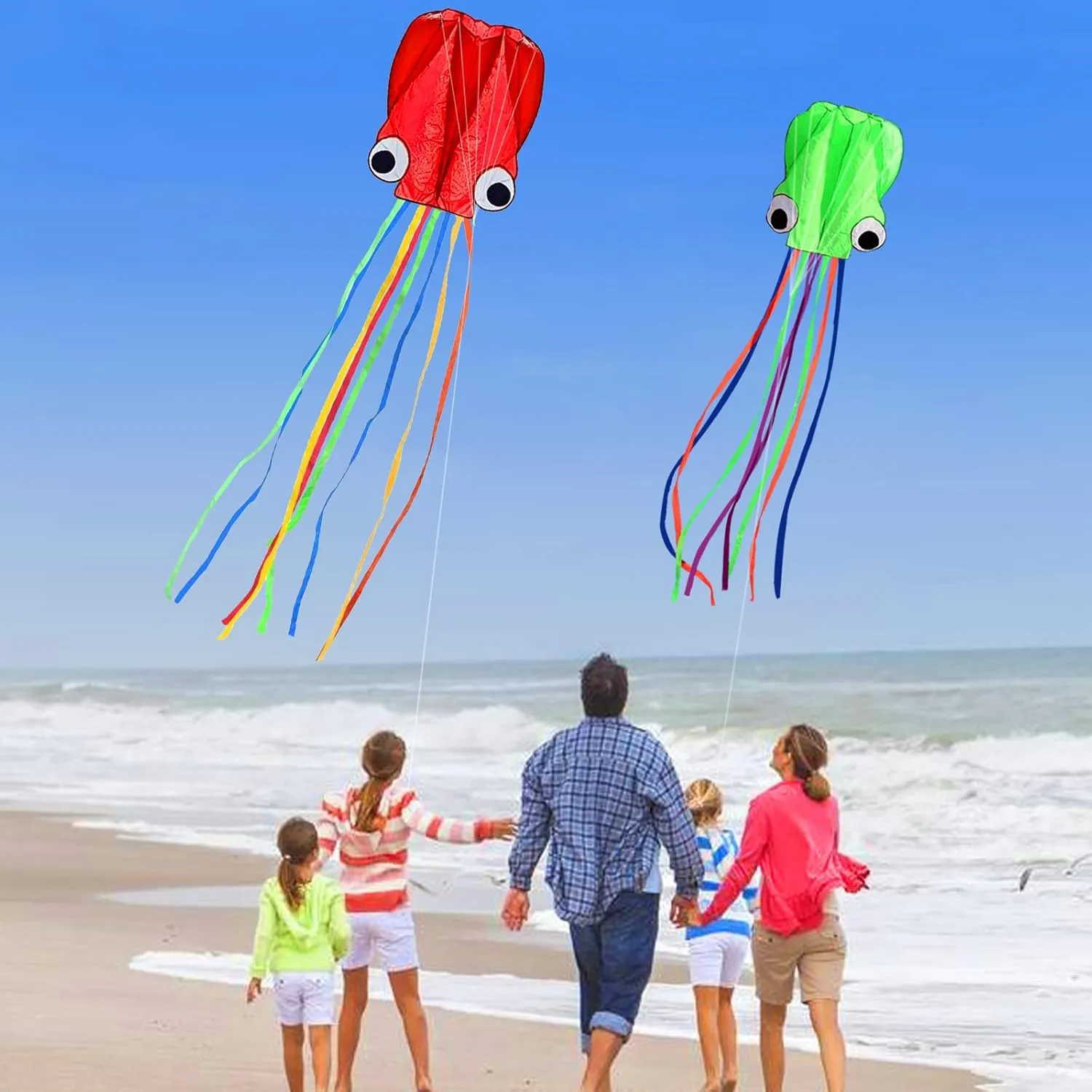 Hengda Kite Software Octopus Flyer Kite with Long Colorful Tail for Kids,Long,Large,for Kids and Adults,Easy to Fly
