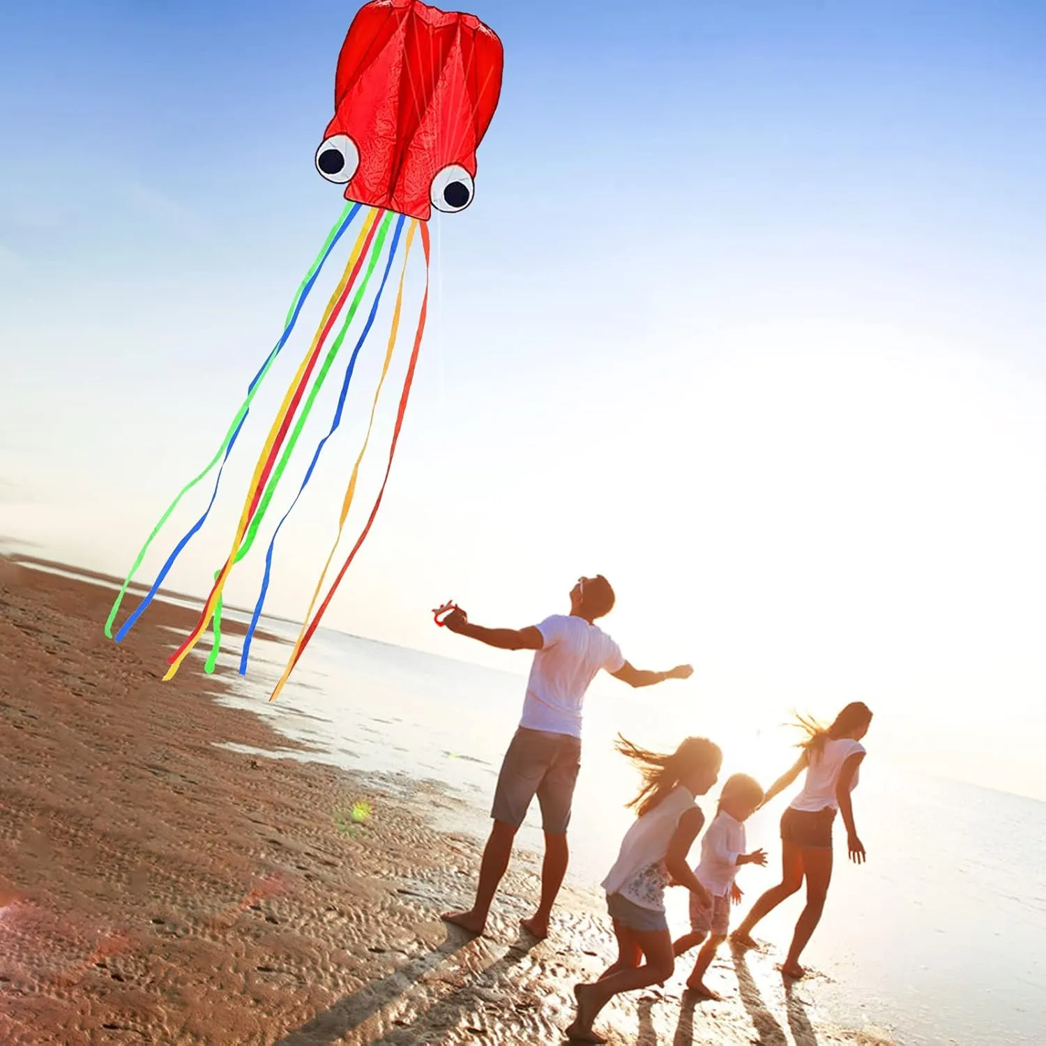 Hengda Kite Software Octopus Flyer Kite with Long Colorful Tail for Kids,Long,Large,for Kids and Adults,Easy to Fly