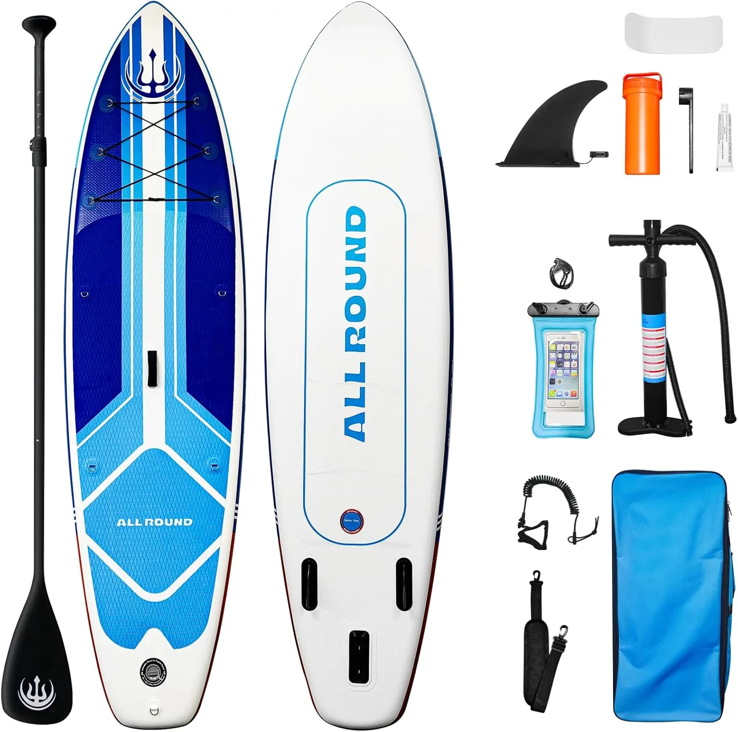 Inflatable Stand Up Paddle Board with SUP Accessories,10'6''33'' Lightweight & Wide Stable Design,Non-Slip EVA Comfort Deck for Paddle,Yoga,Fishing,Sunbathing,Blue Red and White