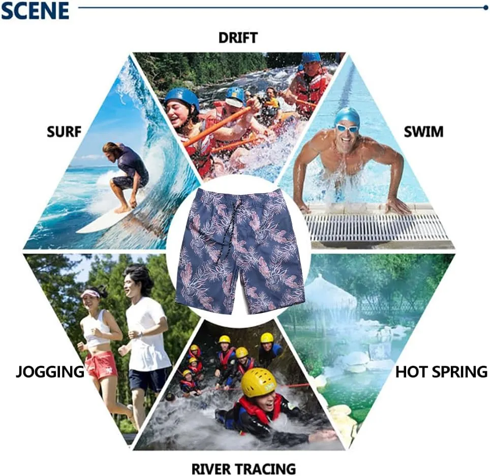 Men's Quick Dry Swim Trunks - Beach Vacation Essentials Board Shorts (Size Runs Small, Recommend Ordering 1 Size Up)
