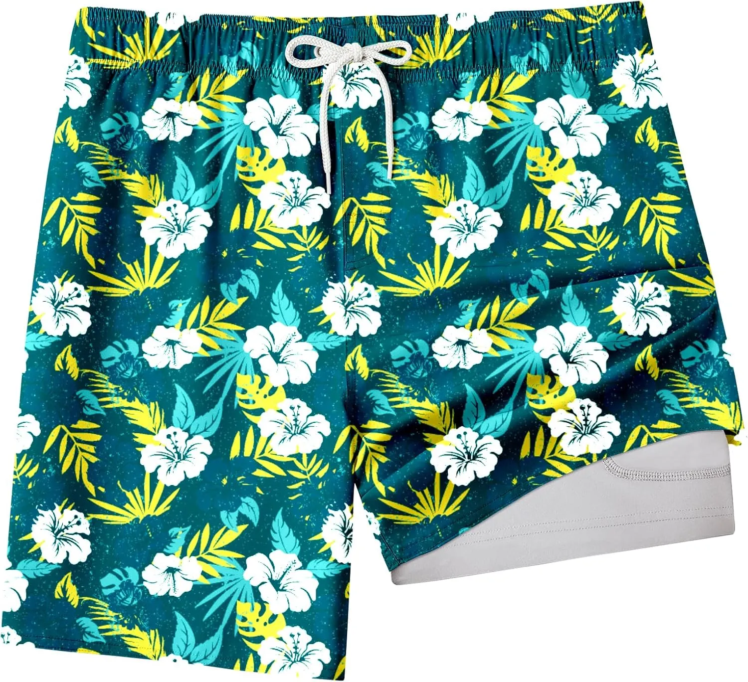 Mens Swim Trunks with Compression Liner 8 inch Quick-Dry Lightweight 2 in 1 Board Shorts 4-Way Stretch UPF 50 