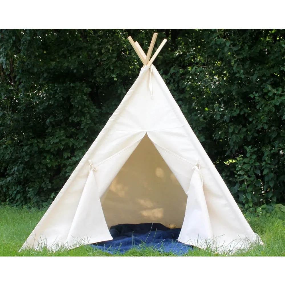 Natural Canvas Teepee Tent, Can Include A Window, Two Sizes Available