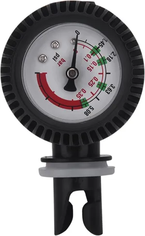 Nylon Inflatable Boat Air Pressure Gauge Barometer High Accuracy Kayak Raft Board Valve Adapter Black 3.7 Inches 5.08 PSI