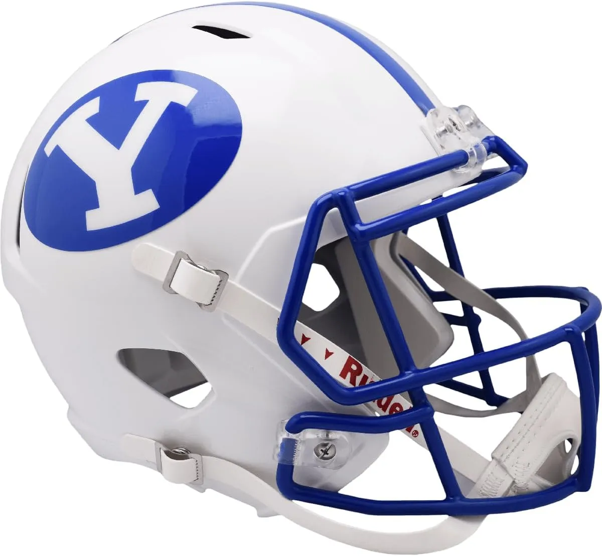 Riddell Speed BYU Cougars Helmet - White/Royal Blue for Football Fans - Full Size Replica for Men
