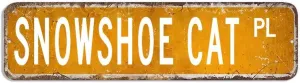 Snowshoe Cat Metal Plaque 3 x 12 Inch, Aluminum Metal Tin Sign for Cabin, Coffee Bar Decor Made in USA