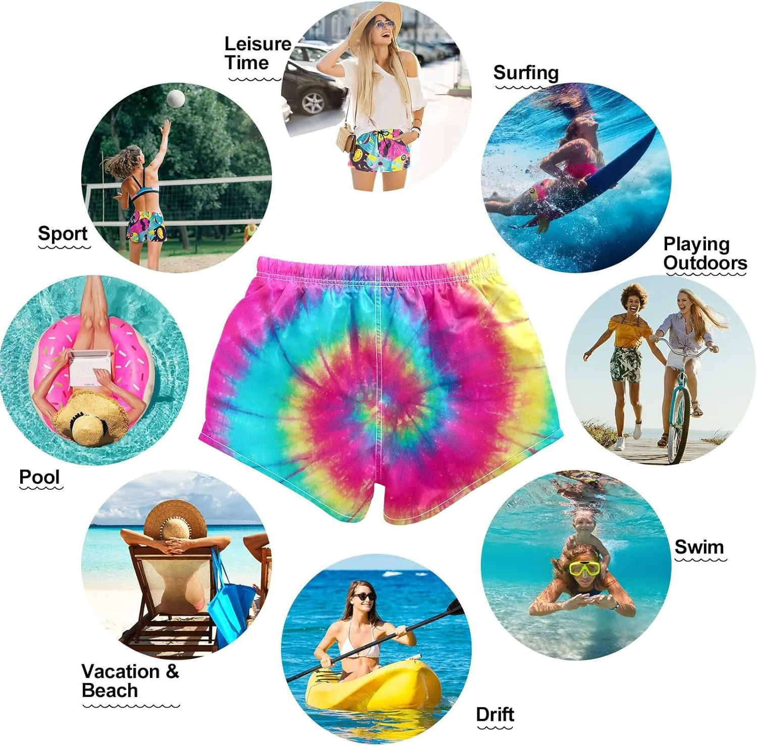 visesunny Women's Board Shorts Floral Beach Swim Shorts Swim Trunks