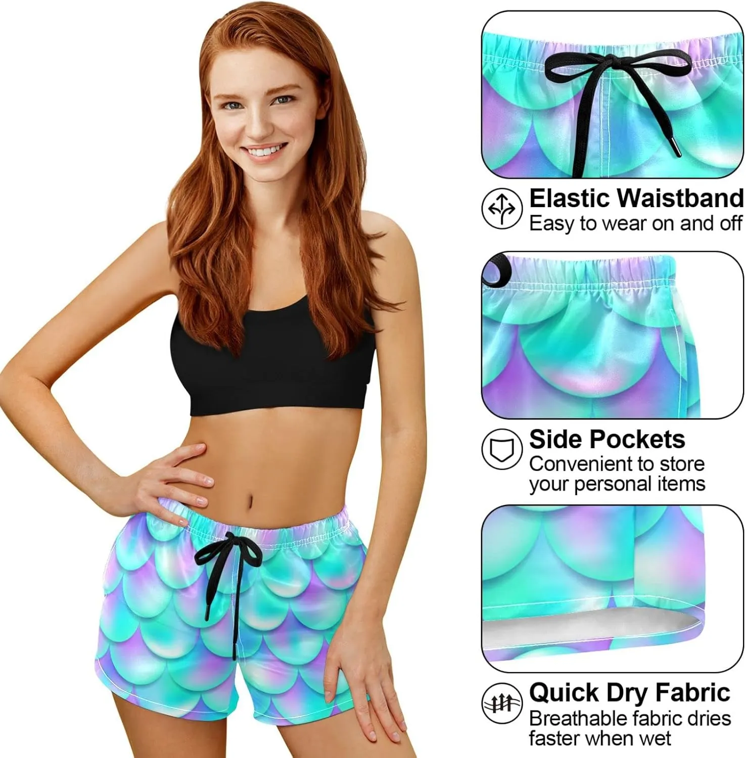 visesunny Women's Board Shorts Floral Beach Swim Shorts Swim Trunks