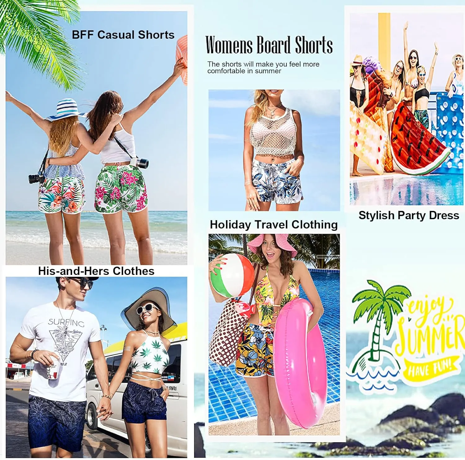 visesunny Women's Board Shorts Floral Beach Swim Shorts Swim Trunks