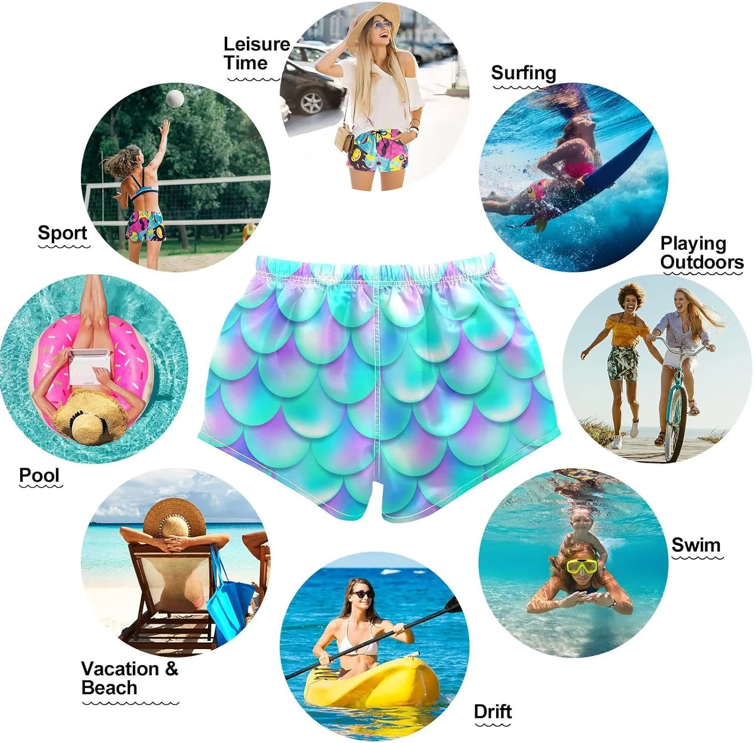 visesunny Women's Board Shorts Floral Beach Swim Shorts Swim Trunks